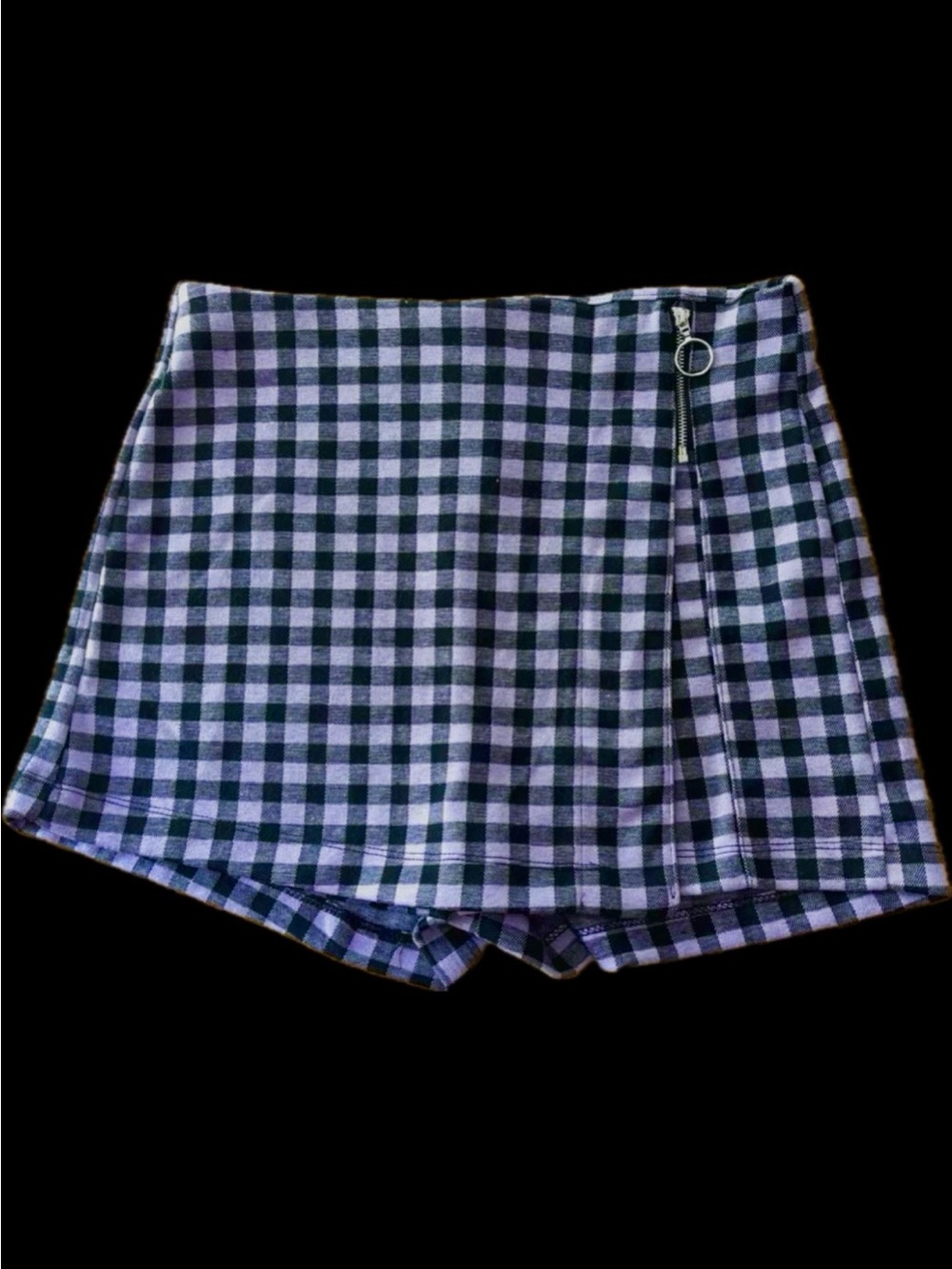 Preppy Lavender & Black Gingham Wrap Skort with Ring Zip Size Med Like New